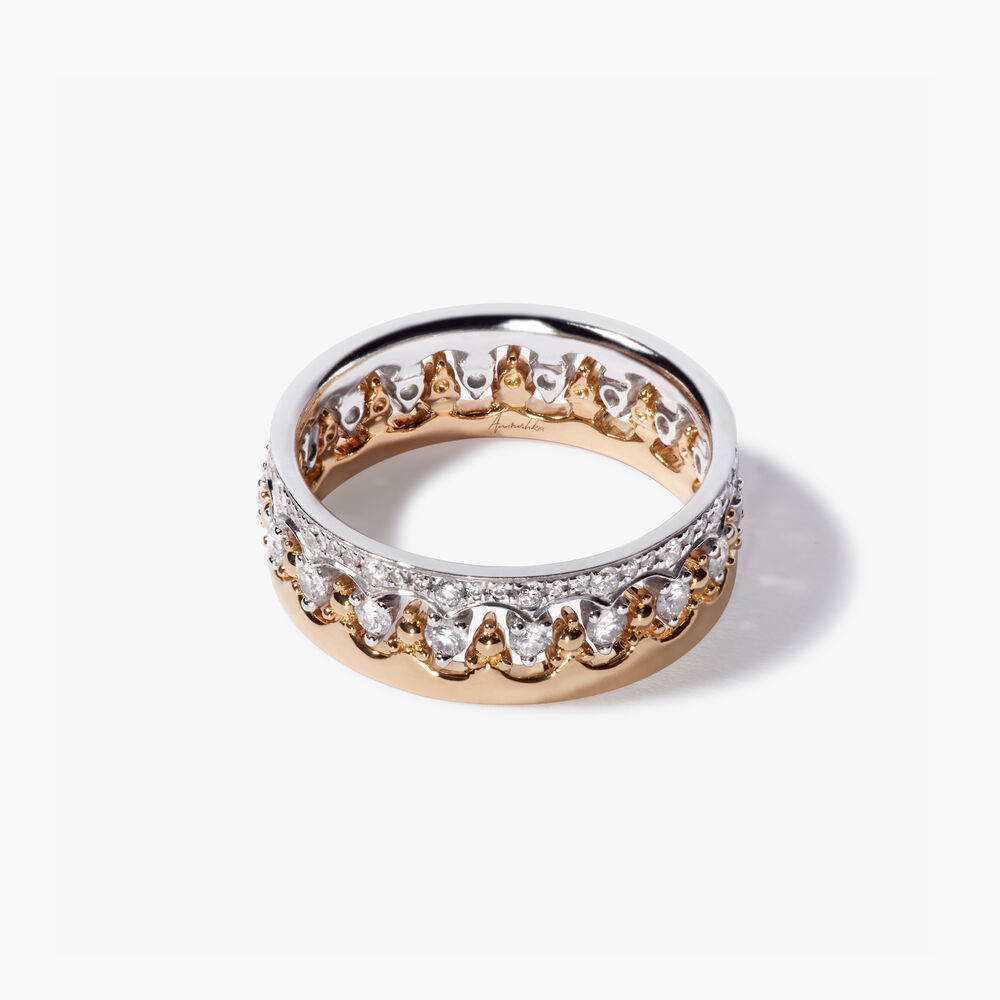 Crown 18ct Yellow & White Gold Diamond Ring Stack | Annoushka jewelley